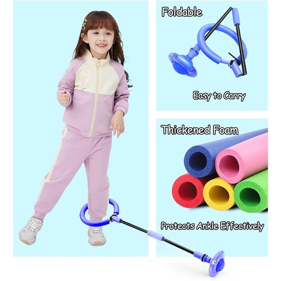 Kids Skip Ball,Foldable Ankle Skip It Ball Flashing Jumping Ring Colorful Sport - Picture 3 of 6